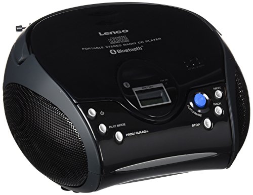 Lenco Radio SCD-32 BT tragbar mit CD Player und Bluetooth Funktion; FM Radio mit LCD Display, 3,5mm Kopfhörerbuchse und Teleskopantenne von Lenco