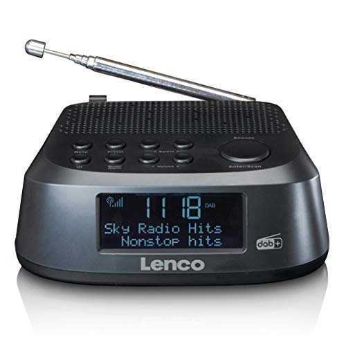 Lenco Radiowecker CR-605 - Digitales Uhrenradio mit DAB+ und PLL FM Radio - 2,6“ LCD-Display - 30 Senderspeicher für jeweils DAB+ und FM - Zwei Weckzeiten - Schlummer- und Dimmerfunktion - schwarz von Lenco