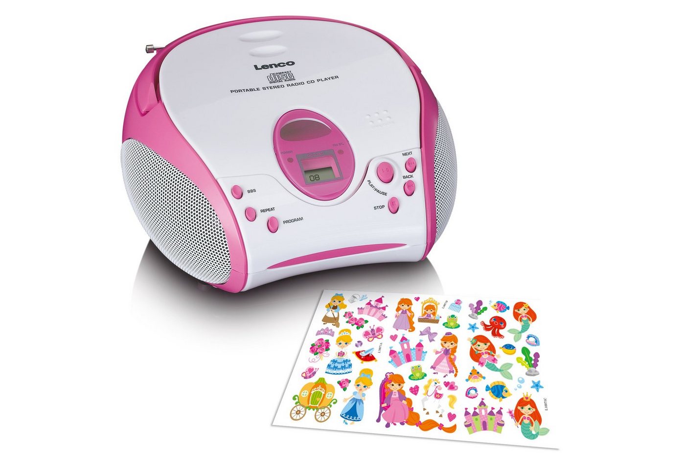 Lenco SCD-24PK kids CD-Player (HD-Auflösung, FM, tragbares Retro-FM-Radio/CD-Player mit Batterie, in diversen Farben) von Lenco