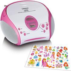 Lenco SCD-24 Kids, CD-Player, pink CD-Player, FM-Radio, klinken, stickers (SCD-24PK KIDS) von Lenco