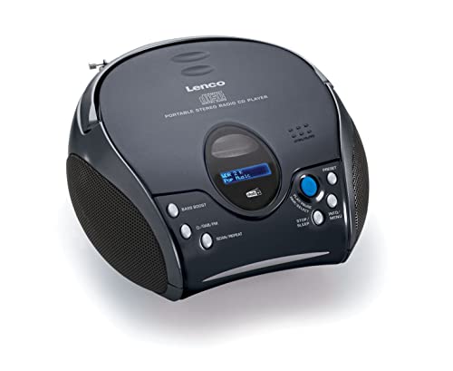 Lenco SCD-24DAB - CD-Player für Kinder - Bluetooth 5.1 - CD-Radio - Boombox - DAB+ Radio - Titel Speicher - 2 x 1,5 W RMS-Leistung - Netz- und Batteriebetrieb - Schwarz, SCD-24DAB BK von Lenco