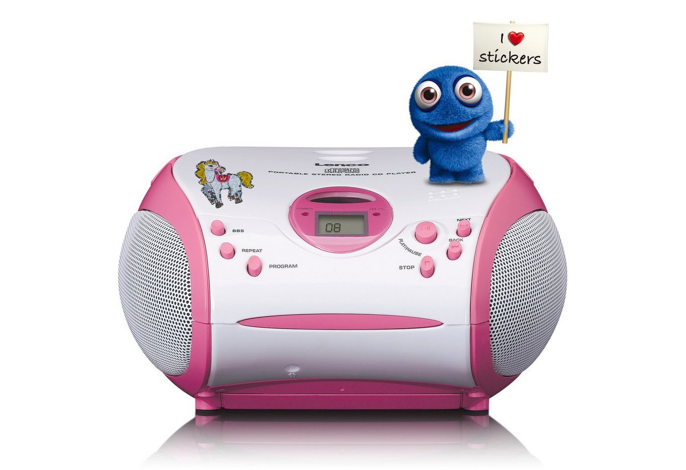 Lenco SCD-24PK kids Tragbares FM-Radio mit CD-Player Boombox (FM-Tuner) von Lenco