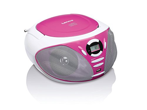 Lenco SCD-300 Tragbares Stereo FM Radio/CD und MP3 Player Boombox mit USB-Wiedergabe Rose von Lenco