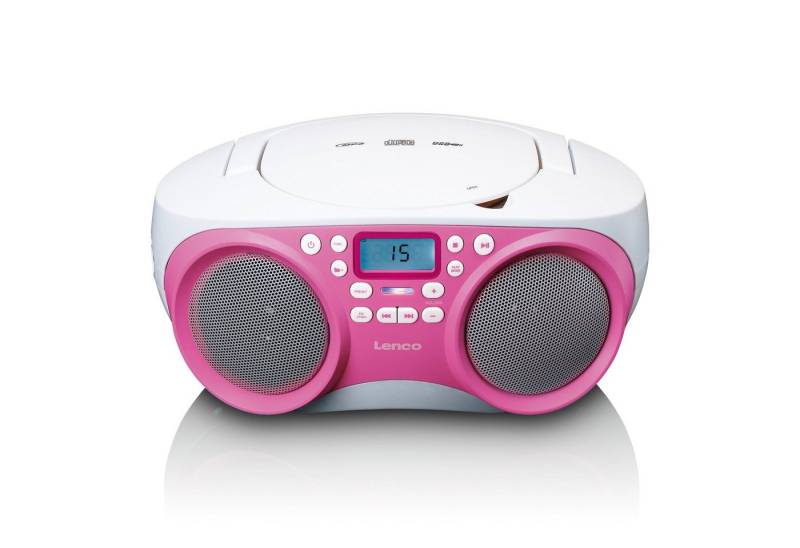 Lenco SCD-301PK UKW-Radio (FM, 3 W, USB- & AUX-Eingang, flexibel mit Strom- oder Batteriebetrieben in Pink) von Lenco