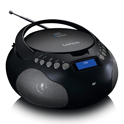 Lenco SCD-341 tragbares CD-Radio -CD-Player - DAB+ Radio - Bluetooth - Sender und Titelspeicher - Uhr - Stereo Lautsprecher - schwarz von Lenco