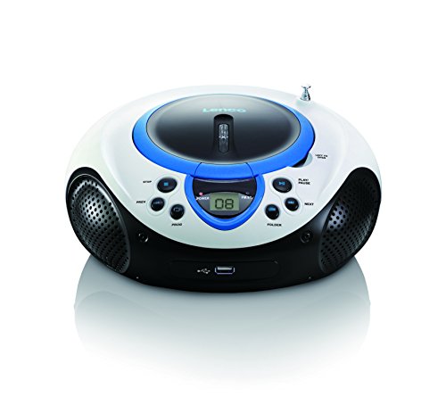 Lenco SCD-38 USB Blau – Tragbares UKW-Radio mit CD/MP3-Player – USB-Eingang – AUX-Eingang – Blau von Lenco