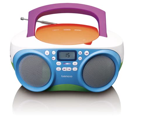 Lenco SCD-41 - CD-Player für Kinder - CD-Radio - Stereoanlage - Boombox - UKW Radiotuner - USB Anschluss - MP3-2 x 1 W RMS-Leistung - Netz- und Batteriebetrieb - Bunt von Lenco