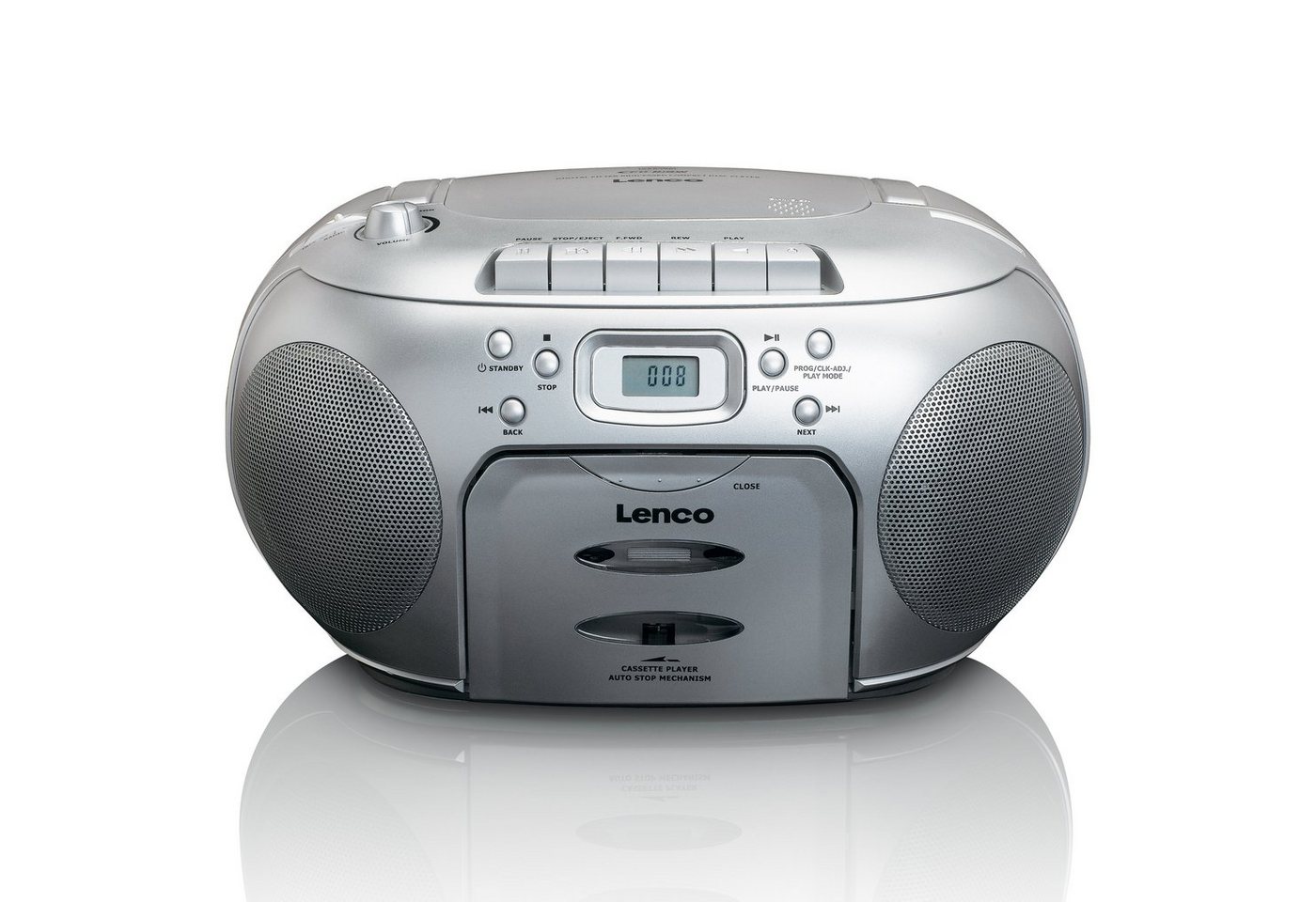 Lenco SCD-420SI CD-Radiorecorder (FM, 4 W, CD -Kassettenplayer LCD-Display & Kopfhöreranschluss) von Lenco