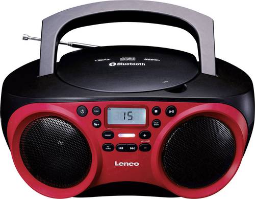 Lenco SCD-501 CD-Radio UKW AUX, Bluetooth®, CD, USB Rot, Schwarz von Lenco