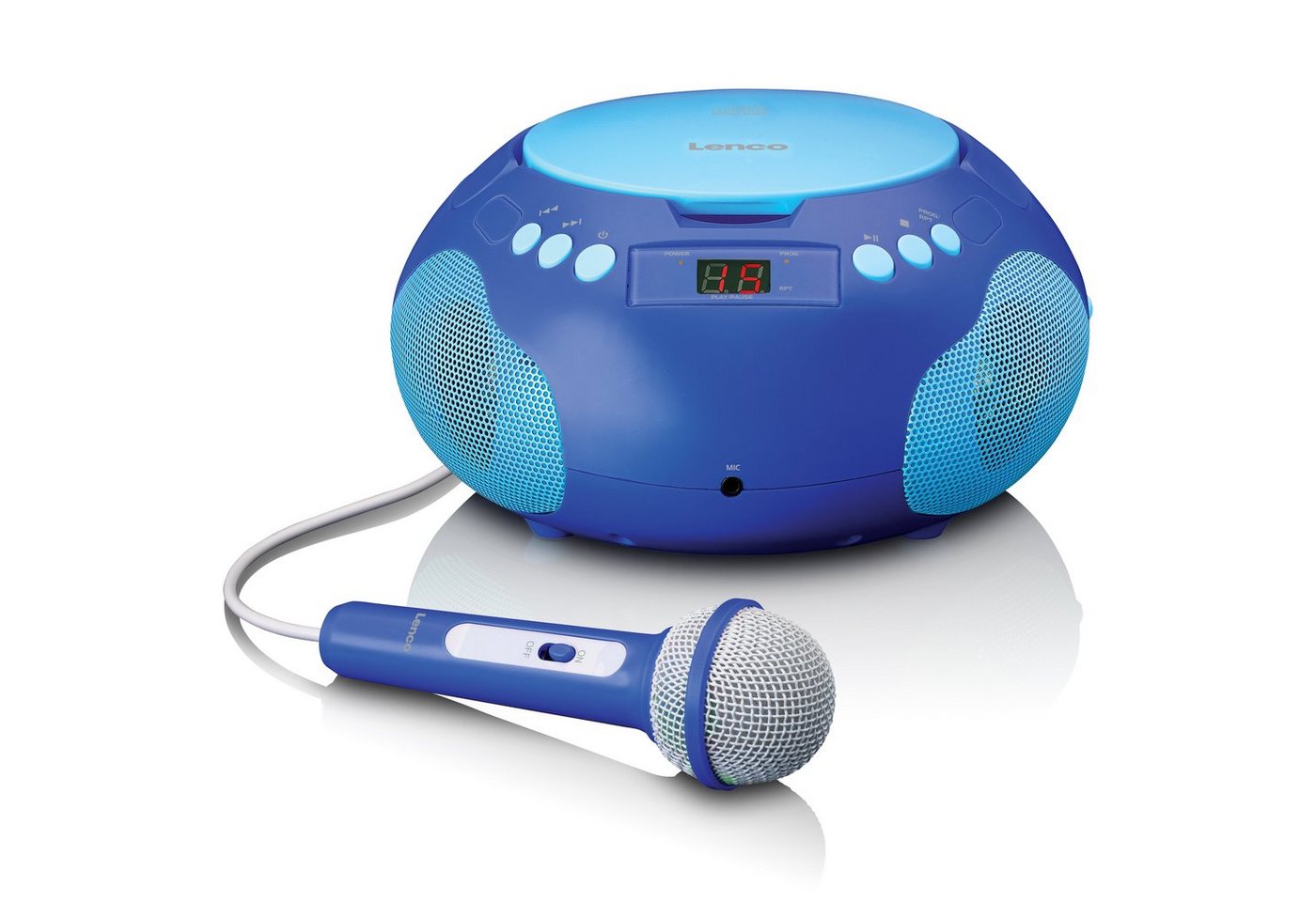 Lenco SCD-620BU UKW-Radio (FM, 3 W, Kinder-Radio, Stereo-Lautsprecher, LCD-Display inkl. Mikrofon in Blau) von Lenco