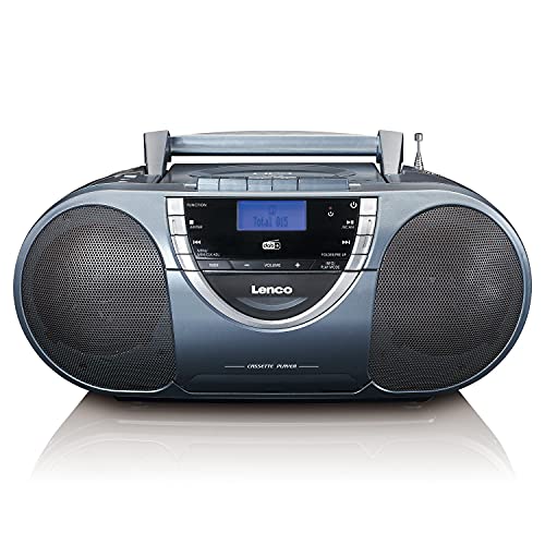 Lenco SCD 6800 Tragbares DAB+ Radio - FM Radio - Boombox Mit CD/MP3-Player - Kassettendeck - USB-Eingang - AUX-In - 3,5mm Kopfhöreranschluss - Blau/Silber von Lenco