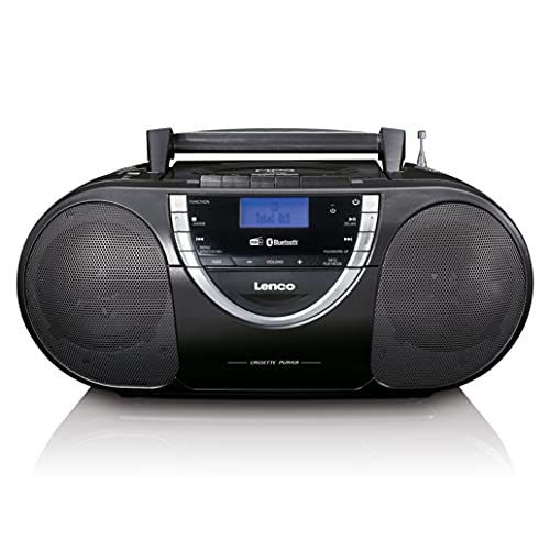 Lenco SCD 6900 Tragbares DAB+ Radio - Bluetooth - FM Radio - Boombox Mit CD/MP3-Player - Kassettendeck - USB-Eingang - AUX-In - 3,5mm Kopfhöreranschluss - Schwarz, Normal von Lenco