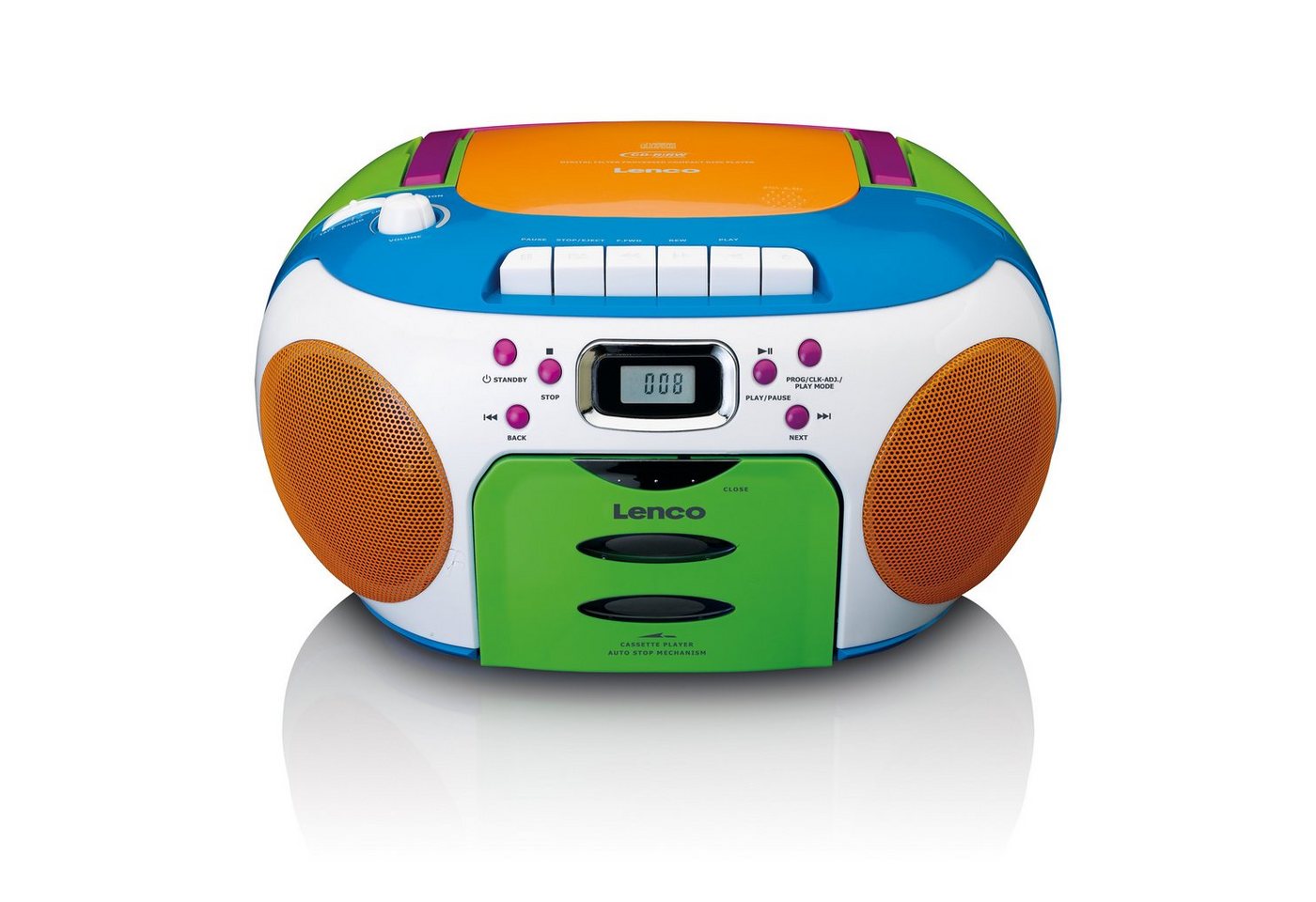 Lenco SCD-971 CD-Radiorecorder (FM, 4 W, Bunt, tragbar & Kinderfreundlich Radio/CD-Kassettenplayer & 3,5mm-Slot) von Lenco