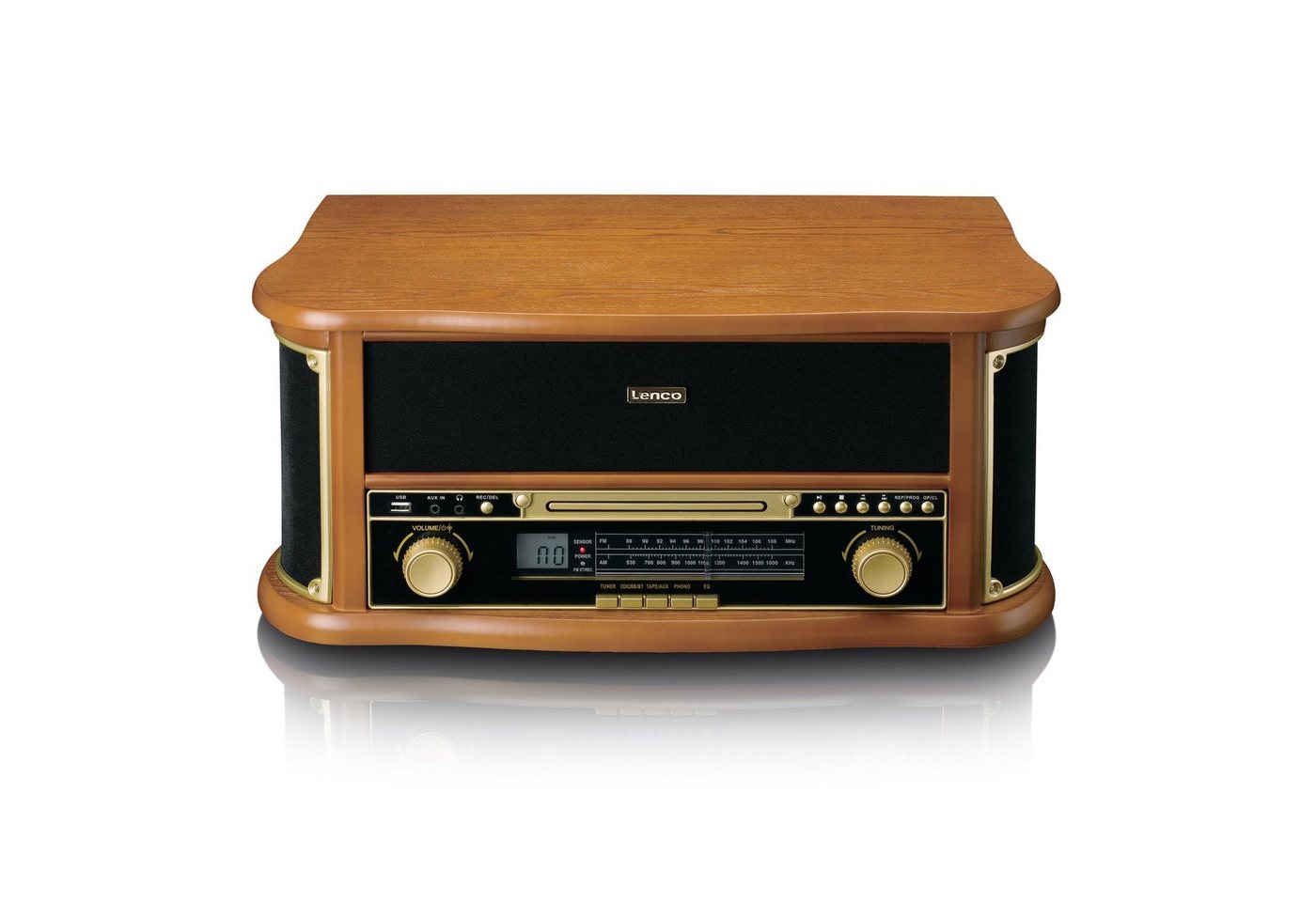 Lenco TCD-2551WD Plattenspieler (Riemenantrieb, Bluetooth, Retro-Design, Bluetooth 5.0, Vinyl, MP3 Konverter, inkl. Fernbedienung) von Lenco
