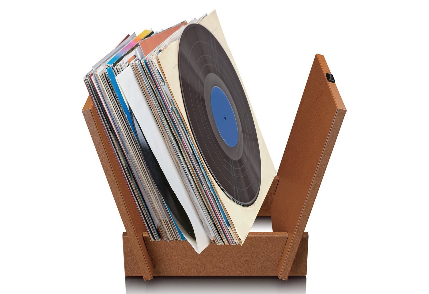Lenco Plattenspieler-Schutzhülle TTA-040BN, Schallplatten Aufbewahrung für 40 LPs in Holz/Kunstleder Design von Lenco