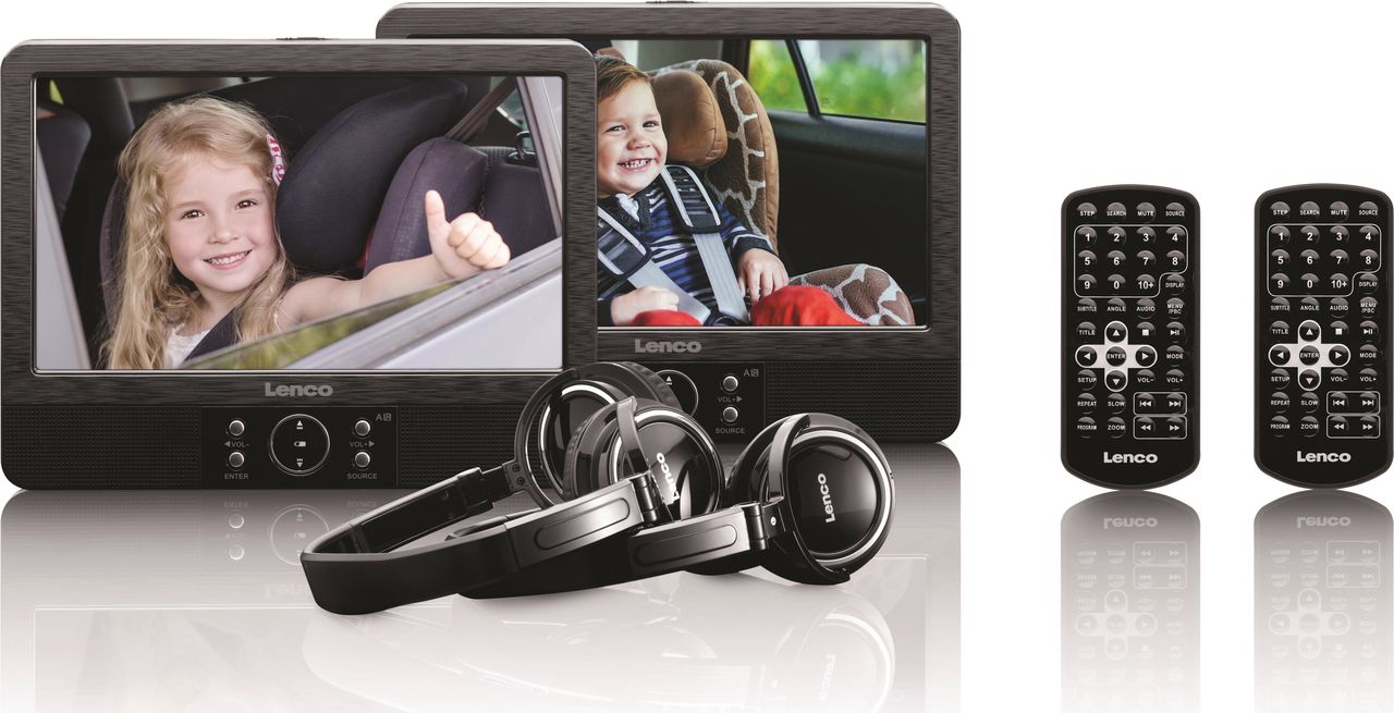 Lenco Tragbarer DVD-Player 22.5 cm 22,90cm (9)  DVP-939 inkl. 12 V Kfz-Anschlusskabel, mit integriertem DVD Player, inkl. zwei von Lenco