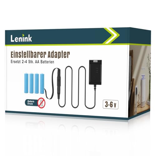 Lenink 3-6V Einstellbarer Batterieadapter Batterieersatz für 2-4 STK. AA Batterien für Thermometer, Wetterstation, Funkklingel, Wecker, LED Licht, Dekoration usw. (1.8m, Schwarz) von Lenink