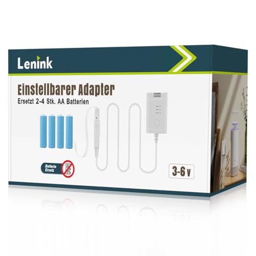 Lenink 3-6V Einstellbarer Batterieadapter Batterieersatz für 2-4 STK. AA Batterien Netzteil Adapter für Thermometer, Wetterstation, Funkklingel, Wecker, LED Licht, Dekoration usw. (1.8m, Weiß) von Lenink