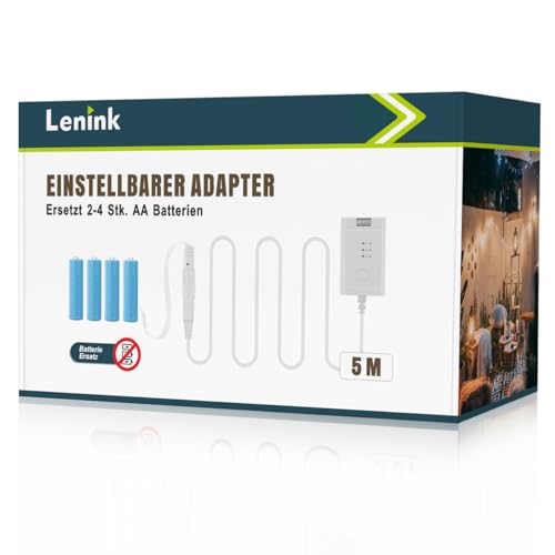 Lenink 3-6V Einstellbarer Batterieadapter Batterieersatz für 2-4 STK. AA Batterien für Thermometer, Wetterstation, Funkklingel, Wecker, LED Licht, Dekoration usw. (5m, Weiß) von Lenink