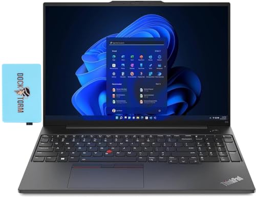 LENOVO ThinkPad E16 Gen 1 16 Zoll IPS Display Laptop (AMD Ryzen 7 7730U 8-Core, 24GB RAM, 2TB PCIe SSD, AMD Radeon, 60Hz Wide UXGA (1920x1200), Fingerprint, Win 11P) mit Dockztorm Hub von Lenovo