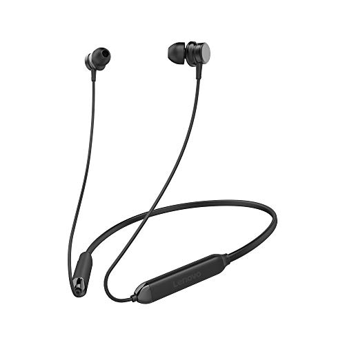 Lenovo Audio HE15 Wireless Earphones for Sports, 12 Hours Playtime, Bluetooth 5.0, Microphone, IPX5 Sweat and Water Resistant for Gym, Running, Yoga, Cycling, Black von Lenovo