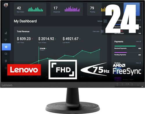 Lenovo D24-45 | 23,8" Full HD Monitor | 1920x1080 | 75Hz | 250 nits | 4ms Reaktionszeit | HDMI | VGA | AMD FreeSync | schwarz von Lenovo