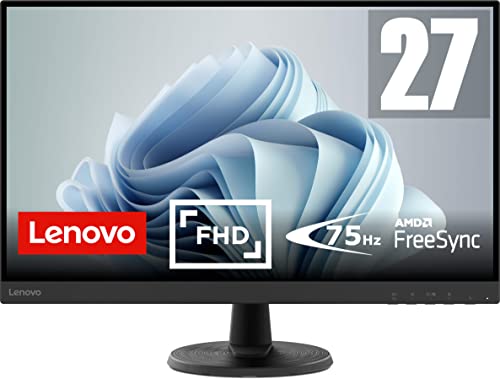 Lenovo D27-45 | 27" Full HD Monitor | 1920x1080 | 75Hz | 250 nits | 4ms Reaktionszeit | HDMI | VGA | AMD FreeSync | schwarz von Lenovo