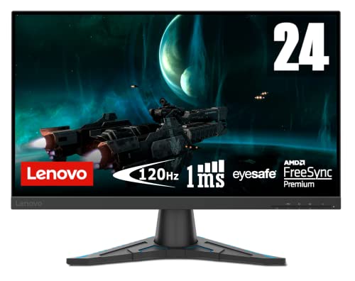 Lenovo G24e-20 60,5 cm (23,8 Zoll, 1920x1080, Full HD, 100Hz, WideView, entspiegelt) Gaming Monitor (HDMI, DisplayPort, 1ms Reaktionszeit, AMD Radeon FreeSync) schwarz von Lenovo