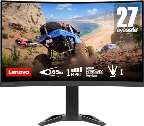 Lenovo G27c-30 | 27" Full HD Curved Gaming Monitor | 1920x1080 | 165Hz | 350 nits | 1ms Reaktionszeit | HDMI | DisplayPort | AMD FreeSync Premium | höhenverstellbar | schwarz von Lenovo