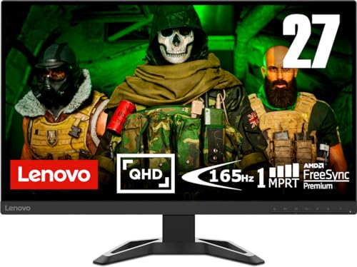 Lenovo G27q-30 | 27" WQHD Gaming Monitor | 2560x1440 | 165Hz | 350 nits | 1ms Reaktionszeit | HDMI | DisplayPort | AMD FreeSync | höhenverstellbar | schwarz von Lenovo