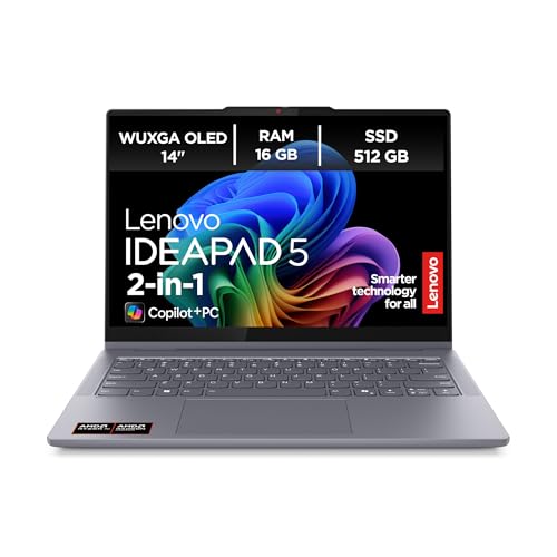 Lenovo IdeaPad 5 2-in-1 Laptop | CoPilot+ PC AI | 14" WUXGA Touch Display | AMD Ryzen AI 5 340 | 16GB RAM | 512GB SSD | AMD Radeon Grafik | Windows 11 Home | QWERTZ | Luna Grau | 3 Monate Premium Care von Lenovo