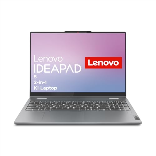 Lenovo IdeaPad 5 2-in-1 AI Laptop | 16" 2K Touch OLED Display | AMD Ryzen 7 8845HS | 16GB RAM | 1TB SSD | AMD Radeon Grafik | Windows 11 Home | QWERTZ | grau | 3 Monate Premium Care von Lenovo