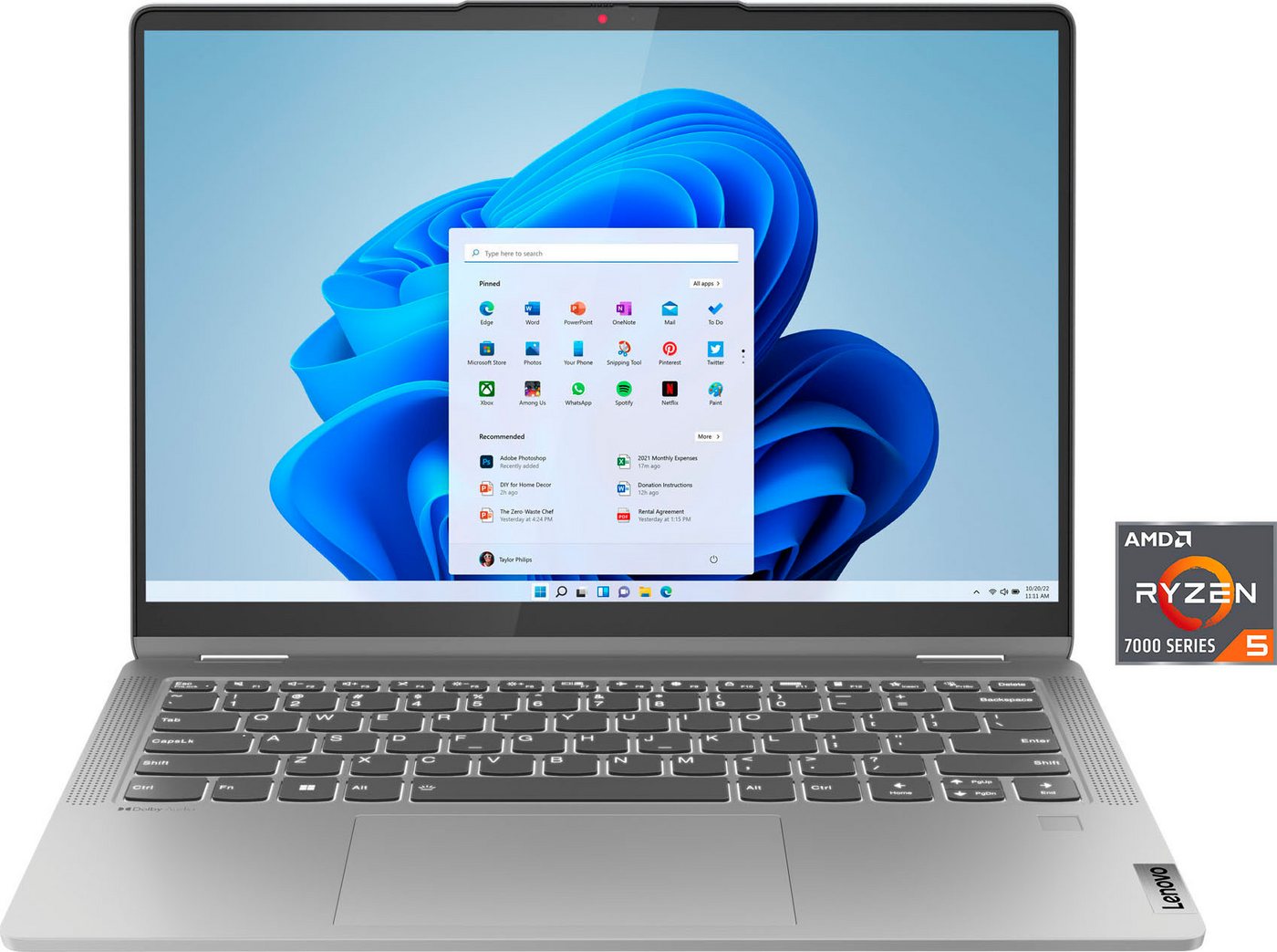 Lenovo IdeaPad Flex 5 14ABR8 Notebook (35,56 cm/14 Zoll, AMD Ryzen 5 7430U, Radeon, 512 GB SSD) von Lenovo