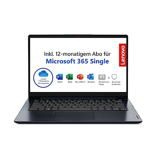 Lenovo IdeaPad Slim 1i Laptop | 14" Full HD Display | Intel Celeron N4020 | 4GB RAM | 128GB SSD | Intel UHD Grafik 6000 | Win11 Home | QWERTZ | blau | inkl. Microsoft 365 | 3 Monate Premium Care von Lenovo