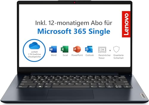 Lenovo IdeaPad Slim 1i Laptop | 15,6" Full HD Display | Intel Celeron N4120 | 4GB RAM | 128GB SSD | Intel UHD 600 Grafik | Win11 Home | QWERTZ | blau | inkl. Microsoft 365 | 3 Monate Premium Care von Lenovo