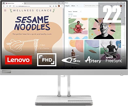 Lenovo L22e-40 | 21,45" Full HD Monitor | 1920x1080 | 75Hz | 250 nits | 4ms Reaktionszeit | HDMI | VGA | AMD FreeSync | grau von Lenovo