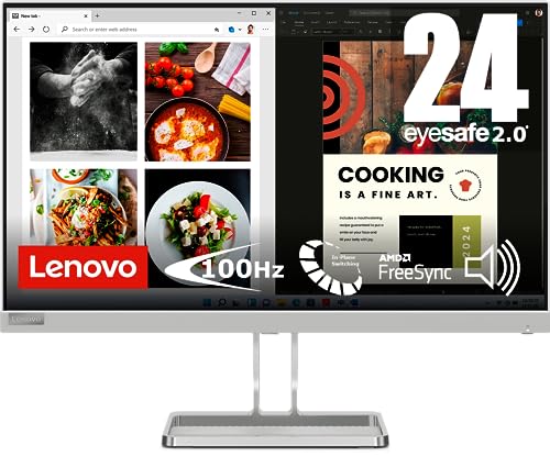 Lenovo L24i-40 | 23,8" Full HD Monitor | 1920x1080 | 100Hz | 250 nits | 4ms Reaktionszeit | HDMI | VGA | AMD FreeSync | grau von Lenovo