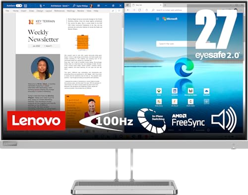 Lenovo L27i-40 | 27" Full HD Monitor | 1920x1080 | 100Hz | 300 nits | 4ms Reaktionszeit | HDMI | VGA | AMD FreeSync | grau von Lenovo