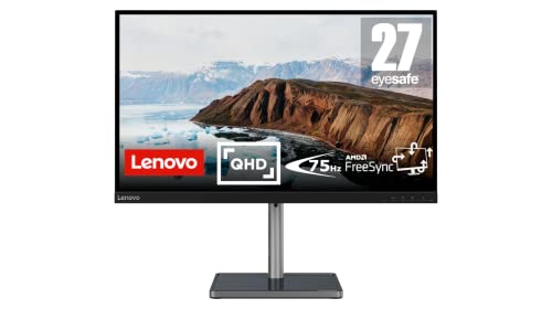 Lenovo L27q-38 | 27" WQHD Monitor | 2560x1440 | 75Hz | 350 nits | 4ms Reaktionszeit | HDMI | DisplayPort | AMD FreeSync | schwarz von Lenovo