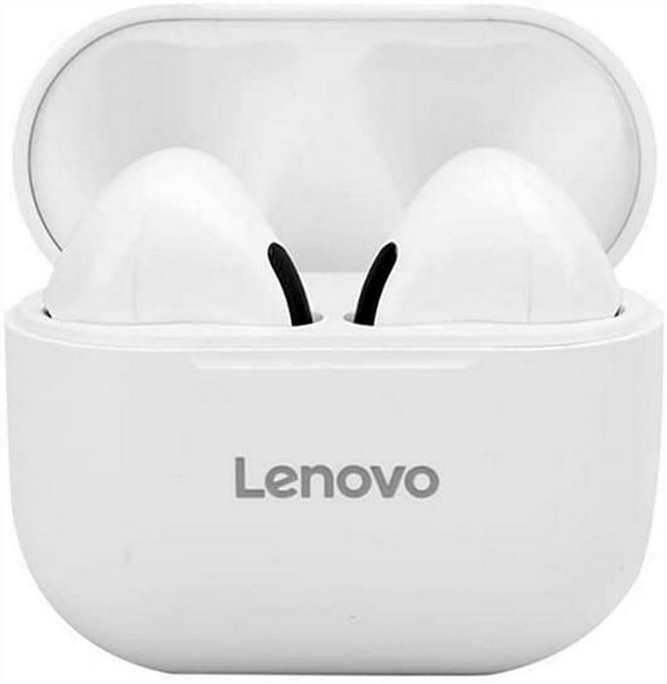 Lenovo LP40 mit Touch-Steuerung Bluetooth-Kopfhörer (True Wireless, Bluetooth 5.0, kabellos, Stereo-Ohrhörer mit 300 mAh Kopfhörer-Ladehülle - Weiß) von Lenovo