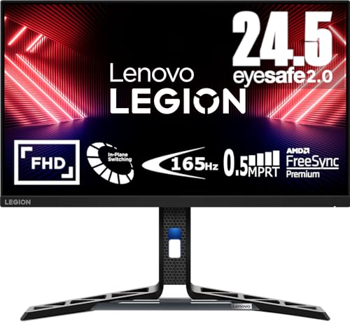 Lenovo Legion R25i-30 | 25 Zoll Full HD Gaming Monitor | 1920 x 1080 | 180Hz | 400 nits | 0,5ms Reaktionszeit | HDMI | DisplayPort | AMD FreeSync Premium | integr. Lautsprecher | schwarz von Lenovo