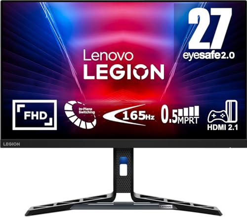 Lenovo Legion R27i-30 | 27" Full HD Gaming Monitor | 1920x1080 | 180Hz | 350 nits | 0,5ms Reaktionszeit | HDMI | DisplayPort | AMD FreeSync Premium | integr. Lautsprecher | schwarz von Lenovo