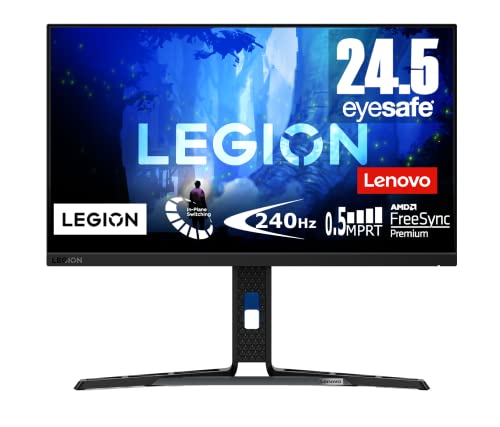 Lenovo Legion Y25-30 | 24,5" Full HD Gaming Monitor | 1920x1080 | 240Hz | 400 nits | 0,5ms Reaktionszeit | HDMI | DisplayPort | AMD FreeSync Premium | schwarz von Lenovo