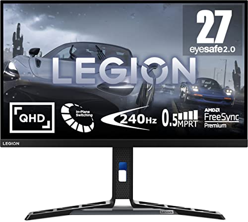 Lenovo Legion Y27qf-30 | 27" QHD Gaming Monitor | 2560x1440 | 240Hz | 400 nits | 0,5ms Reaktionszeit | HDMI | DisplayPort | AMD FreeSync Premium | schwarz von Lenovo