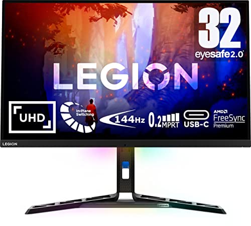 Lenovo Legion Y32p-30 | 31,5" UHD Gaming Monitor | 3840x2160 | 144Hz | 400 nits | 0,2ms Reaktionszeit | HDMI | DisplayPort | AMD FreeSync Premium | schwarz von Lenovo