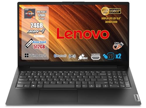 Lenovo Notebook, Notebook Amd Ryzen7 5700U (8 Core bis zu 4,3 GHz), RAM 24 GB DDR4, SSD 512 GB, Display 15,6 Zoll FHD, Wi-Fi 5, BT 5, Laptop, USB Typ-C, Gigabit Lan, Hdmi, Win11 Lenovo Notebook, Notebook Amd Ryzen7 5700U (8 Core bis zu 4,3 GHz), RAM 24 GB DDR4, SSD 512 GB, Display 15,6 Zoll FHD, Wi-Fi 5, BT 5, Laptop, USB Typ-C, Gigabit Lan, Hdmi, Win11 von Lenovo