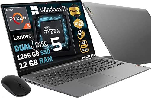 Lenovo PC LED Notebook 15,6 Zoll Full Hd, Amd Ryzen 5 R5-5500U Six Core bis 4,0 GHz, Ssd M2 Nvme 1256 GB, Ram 12 GB, Webcam, Hdmi, Lan, Wifi, Open Office, Windows 11 Pro MOUSE Gratis von Lenovo