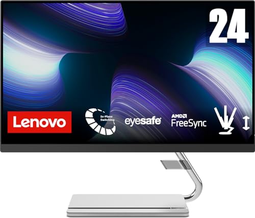 Lenovo Q24i-20 | 23,8" Full HD Monitor | 1920x1080 | 75Hz | 300 nits | 4ms Reaktionszeit | HDMI | DisplayPort | AMD FreeSync | integr. Lautsprecher | höhenverstellbar | schwarz von Lenovo