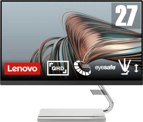 Lenovo Q27q-20 | 27" QHD Monitor | 2560x1440 | 75Hz | 300 nits | 4ms Reaktionszeit | HDMI | DisplayPort | AMD FreeSync | integr. Lautsprecher | höhenverstellbar | schwarz von Lenovo