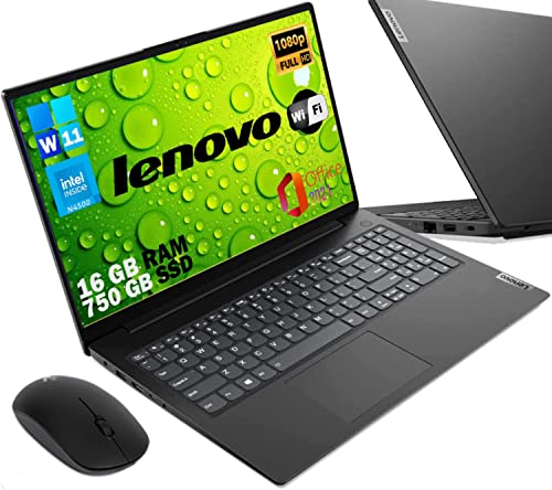 Lenovo Silver Ram 8 GB DDR4 SSD M.2 PCi 500GB CPU Amd A4 3020 New Gen./ 15,6 Zoll HD Display / Open Office 2019 / 3b HD Kamera Bt Windows 10 Pro / Ready to use + Wifi Maus von LENOVO